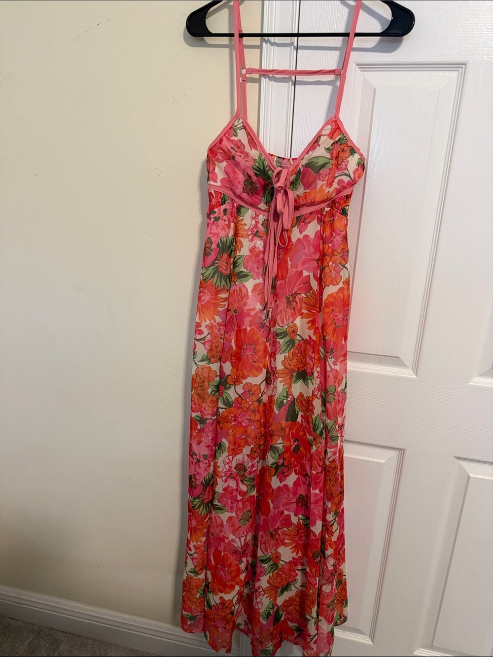 Amazon Pink and Orange Floral Maxi Slip Dress
